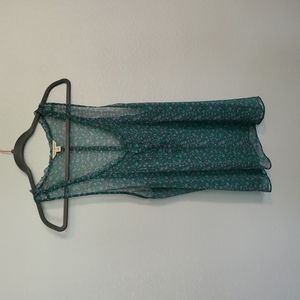 American Eagle Outfitters Green & Purple Flower Sleeveless Shirt